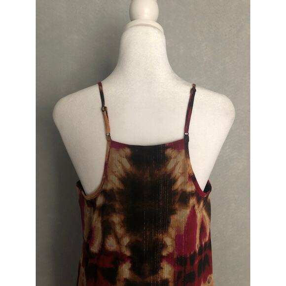 DKNY Women's XL Printed Lurex V-Neck Sleeveless Midi Dress in Inkblot NEW - Picture 6 of 10